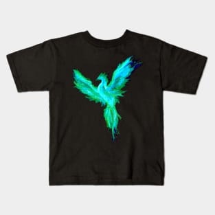 Green Posterized Pheonix Kids T-Shirt